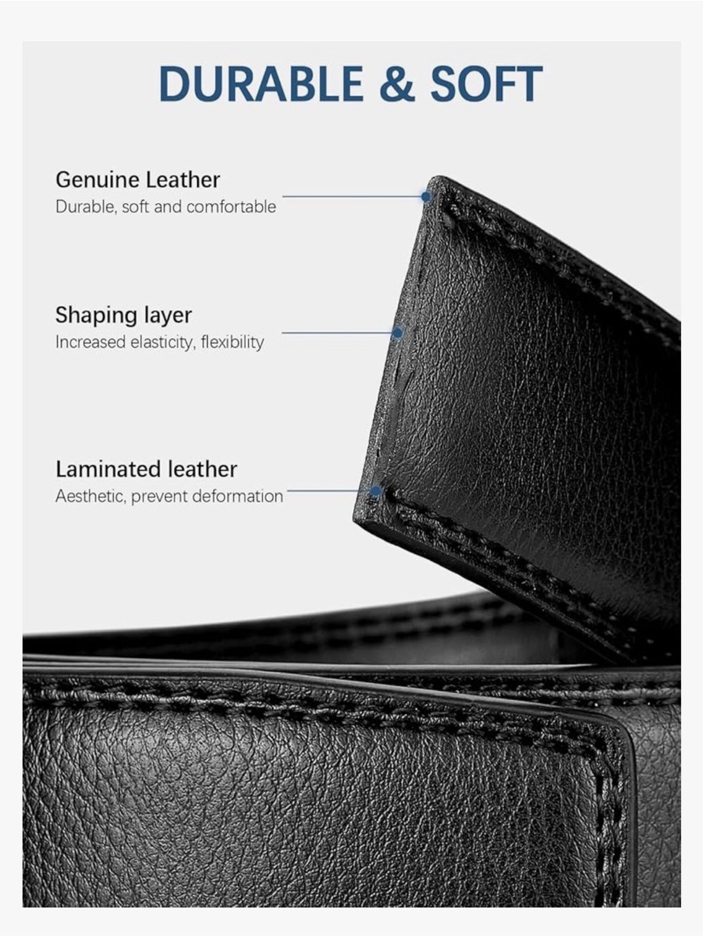 Men's Automatic Dress Belt - Black & Brown Italian Leather - Picture 4 of 4